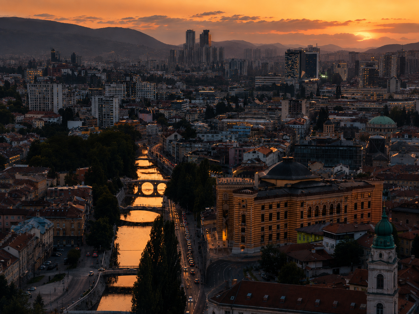 Sarajevo u sumrak – grad ŽKK Bosna za laptop i tablet Košarkašice ŽKK Bosna Sarajevo na zajedničkoj fotografiji u sportskoj dvorani